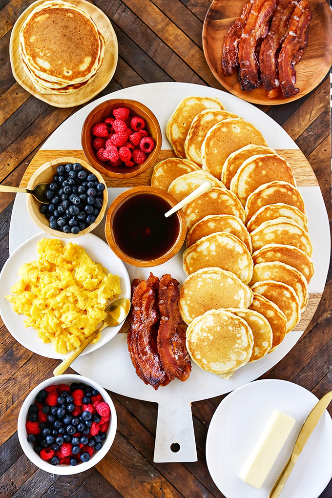 breakfast-board-eggs- bacon- pancakes